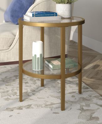 Hera 20" Wide Round Side Table with Glass Shelf