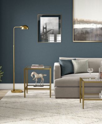 Hera 20" Wide Square Side Table with Glass Shelf