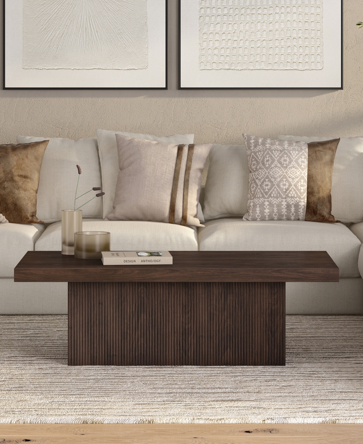 Hudson & Canal Torren 48" Wide Rectangular Fluted Coffee Table