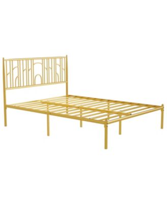 Metal Steel Platform Bed Frame with Iron-art Headboard (Queen Size)