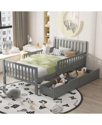 Twin Metal Guardrails Storage Floor Bed