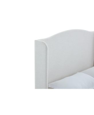Hannah King Upholstered Wingback Bed with 54" Headboard, Ivory Chenille Look