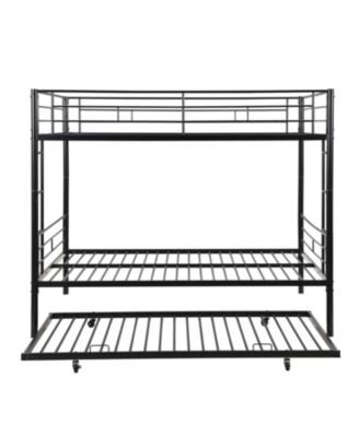 Full Over Full with trundle Metal Bunk Bed, No Box Spring Needed, Easy Assemble