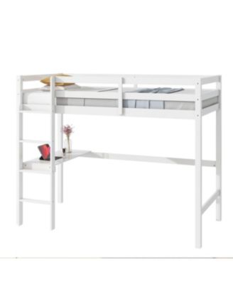 Streamdale Twin High Loft Bed, Rubber Wood Loft Bed with Safety Guardrail, built-in desk, ladder