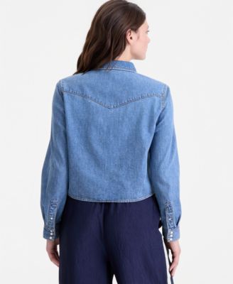 Women's Cropped Denim Western Shirt