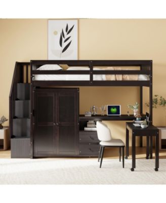  Twin Loft Bed with Stairs & Storage