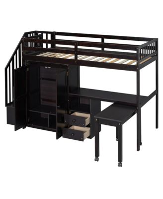  Twin Loft Bed with Stairs & Storage