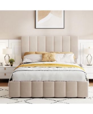 Full size Upholstered Platform bed with a Hydraulic Storage System