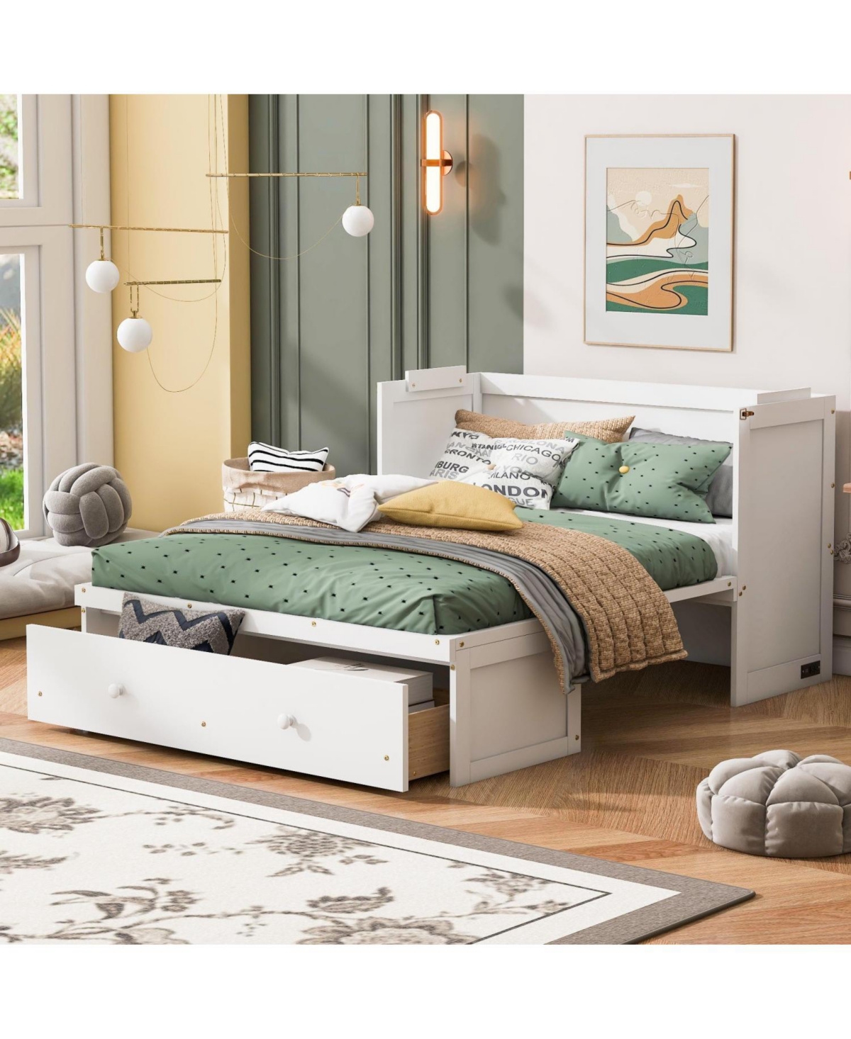 Streamdale Furniture Full Murphy Bed with Usb Port and a Large Drawer