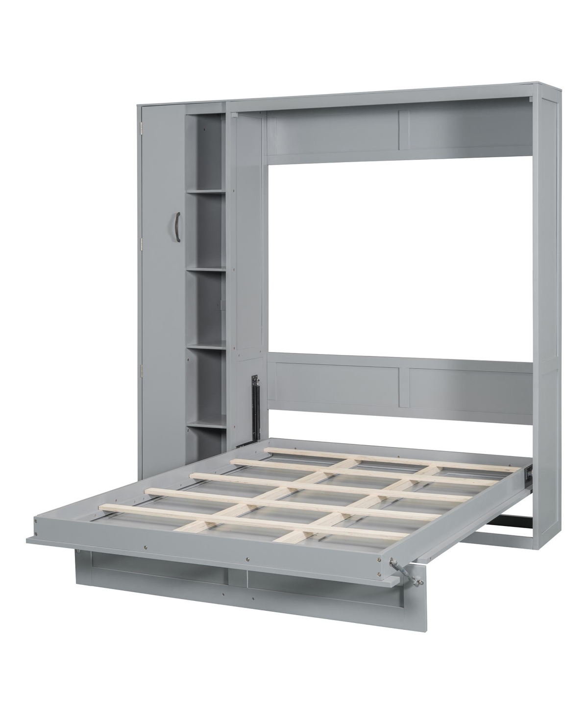 Streamdale Furniture Full Murphy Bed Wall with Shelves, Wardrobe and Led Lights