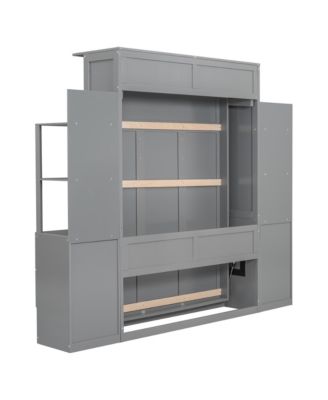 Murphy Bed Wall Bed With Shelves, Drawers LED