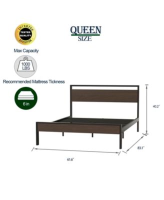 Ceres Metal Bed with Walnut Wood Headboard&Footboard Queen