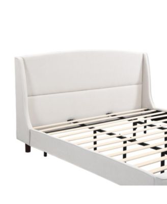 King Size Bed Frame Upholstered Platform Bed with Wingback Headboard