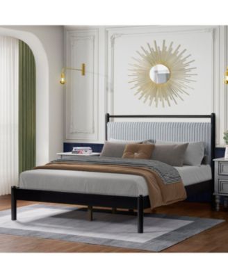 Wood Bed Frame with Headboard Frame