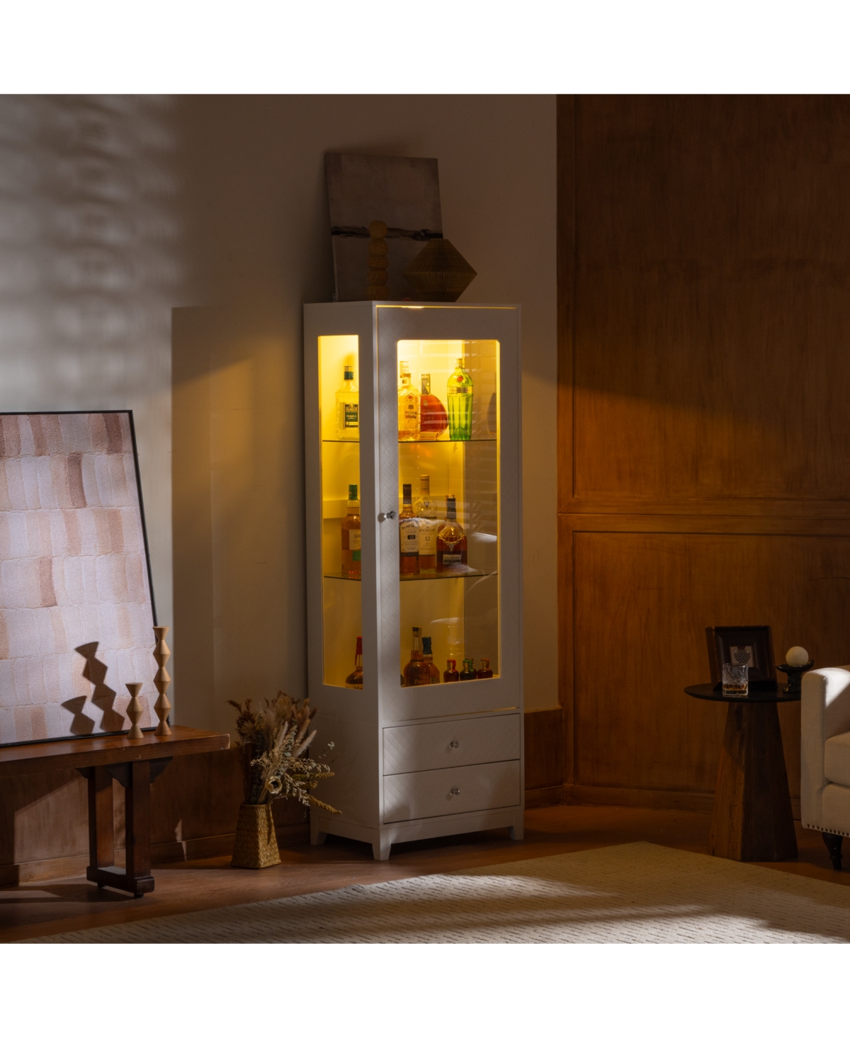 Streamdale Furniture 71" Wood (or relevant material) Led Light Display Cabinet