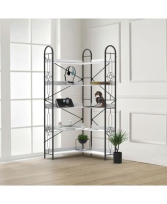 5-Tier Industrial Corner Bookshelf
