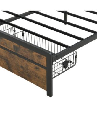 LED Bed Frame with Storage Drawers & USB Charging