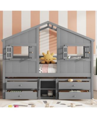 Loft Bed with Roof Windows & Storage