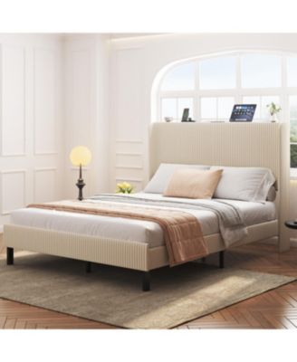 Queen Platform Bed with Charging Station