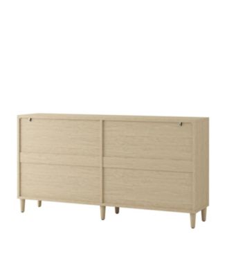 Rattan Buffet Cabinet - 70" 4-Door Sideboard