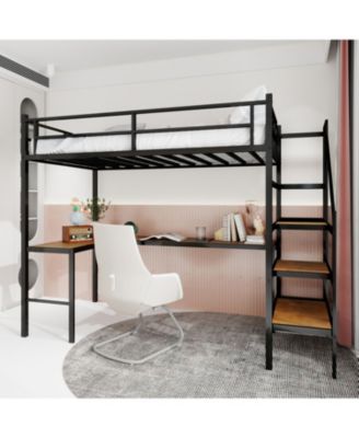 Streamdale Loft Bed with L-Desk, Storage, Stairs & Railing