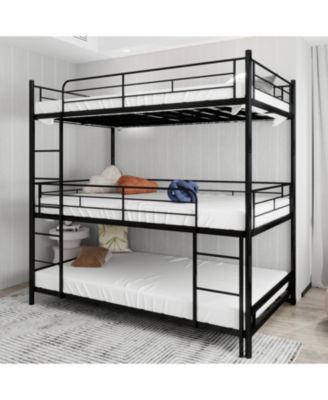 Triple Frame Bed w/ Ladder & Railing - Floor Safe, Easy Assembly