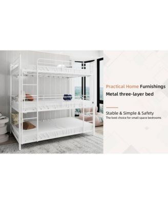 Heavy-Duty Triple Bunk Bed w/ Ladder & Rail bed frames