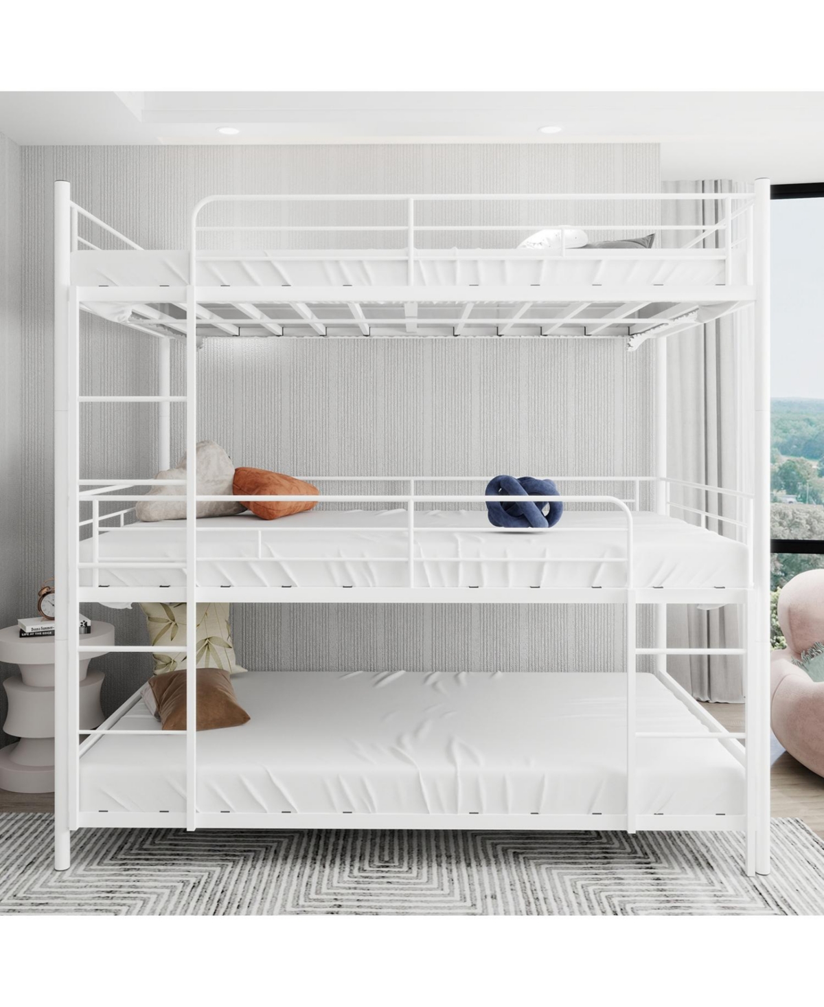 Streamdale Furniture Heavy-Duty Triple Bunk Bed w/ Ladder & Rail bed frames