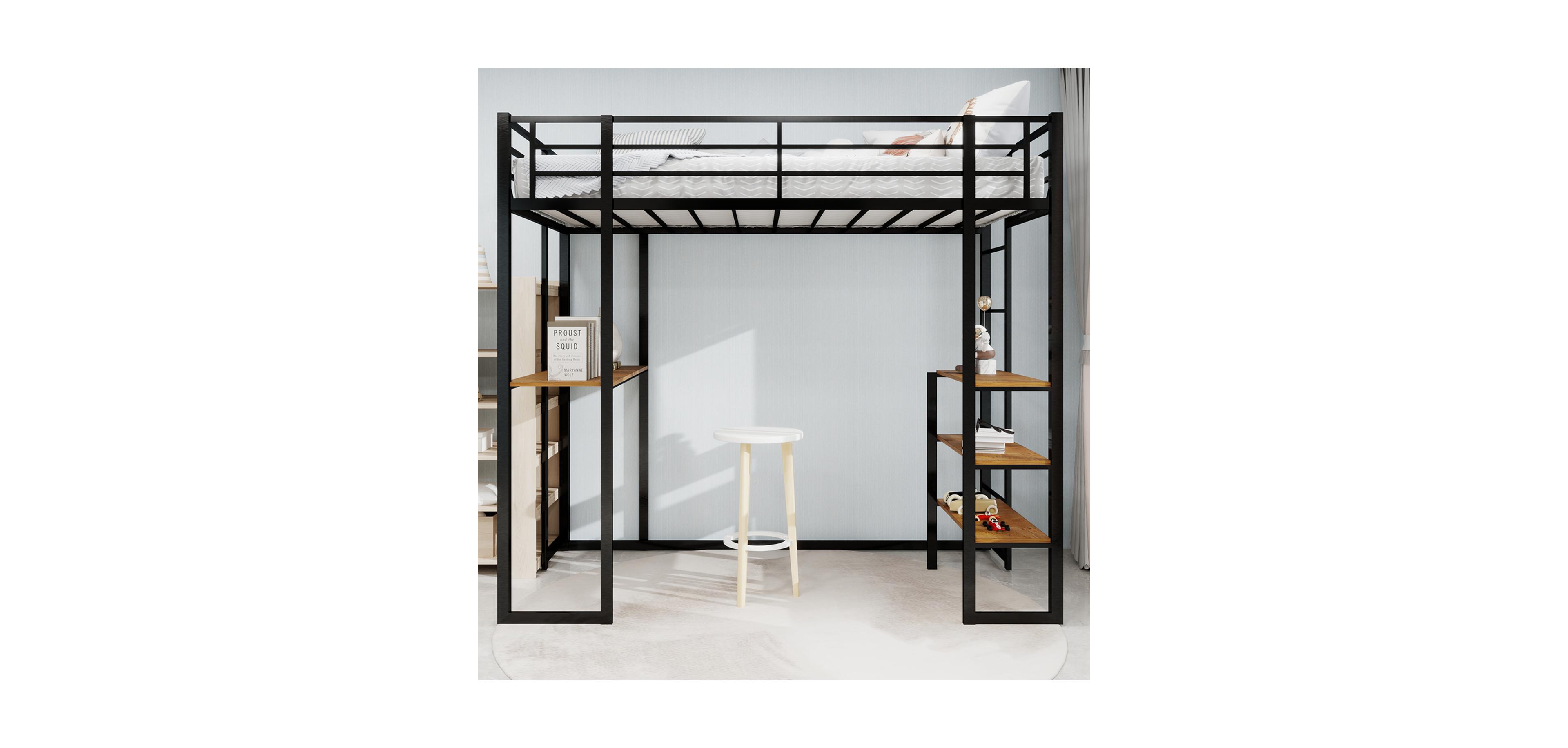 Streamdale Furniture + Multi-Piece Set + Iron + L-Shaped Desk & Stairs + Bed