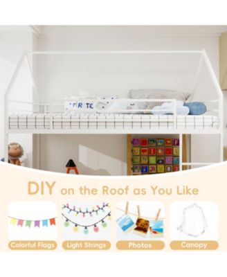 Metal Twin Bunk Bed, Heavy-Duty, Noise Reduced, White