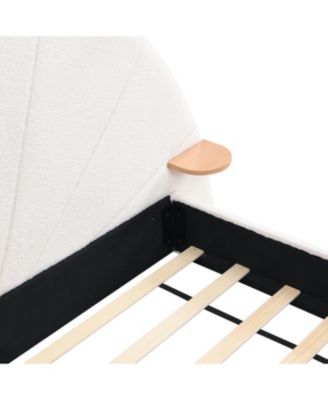 Unique Arched Boucle Bed with Small Table, Queen