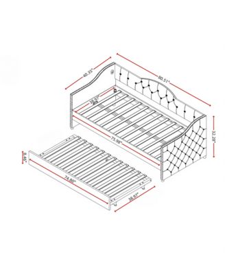 Twin Upholstered Daybed with Trundle, USB, Velvet