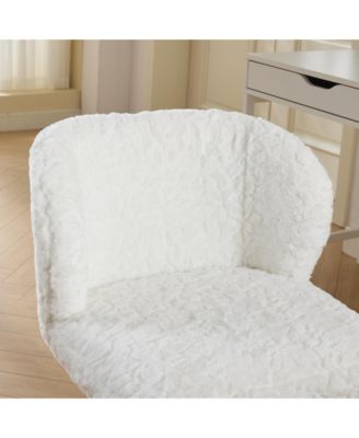 Ivory Faux Rabbit Fur Office Chair