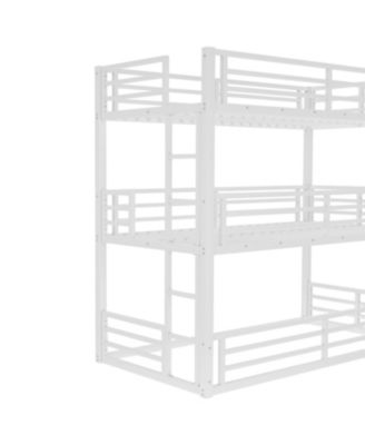  Triple Twin XL Metal Bunk Bed with Guardrails