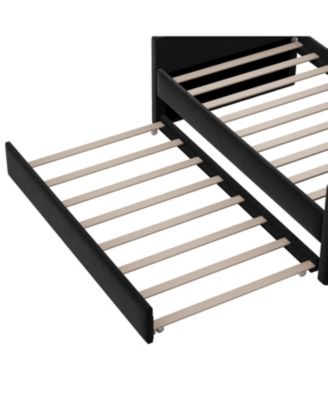 Twin Tufted Velvet Daybed with Trundle, USB Ports, Black