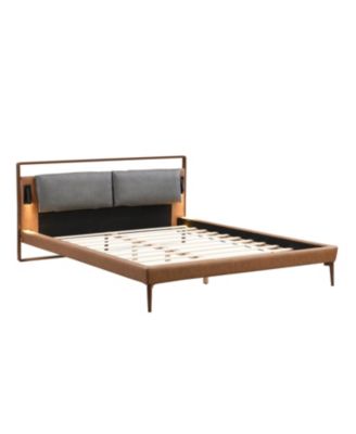 1 Count Leather Queen Bed with 2pcs Night Lights