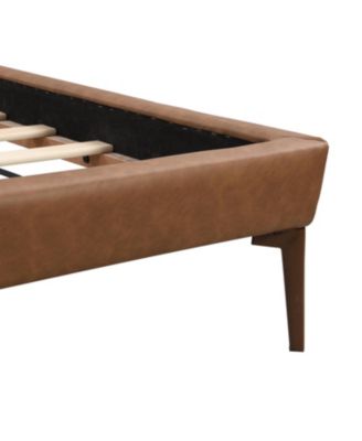 Streamdale Brown&Gray Leather King Bed with 2pcs Night Lights