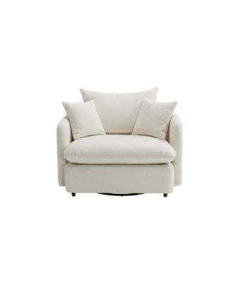 Swivel Chair with Pillows - Beige