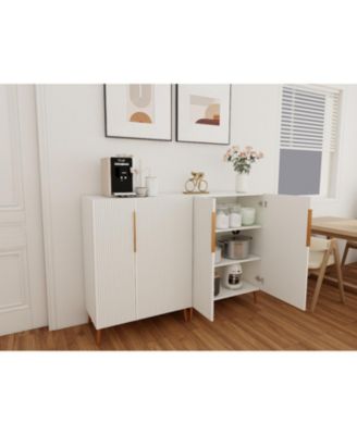 Modern White Sideboard Cabinet - Gold Handles