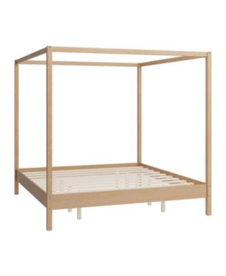 King Canopy Bed Frame - Solid Wood Platform Bed