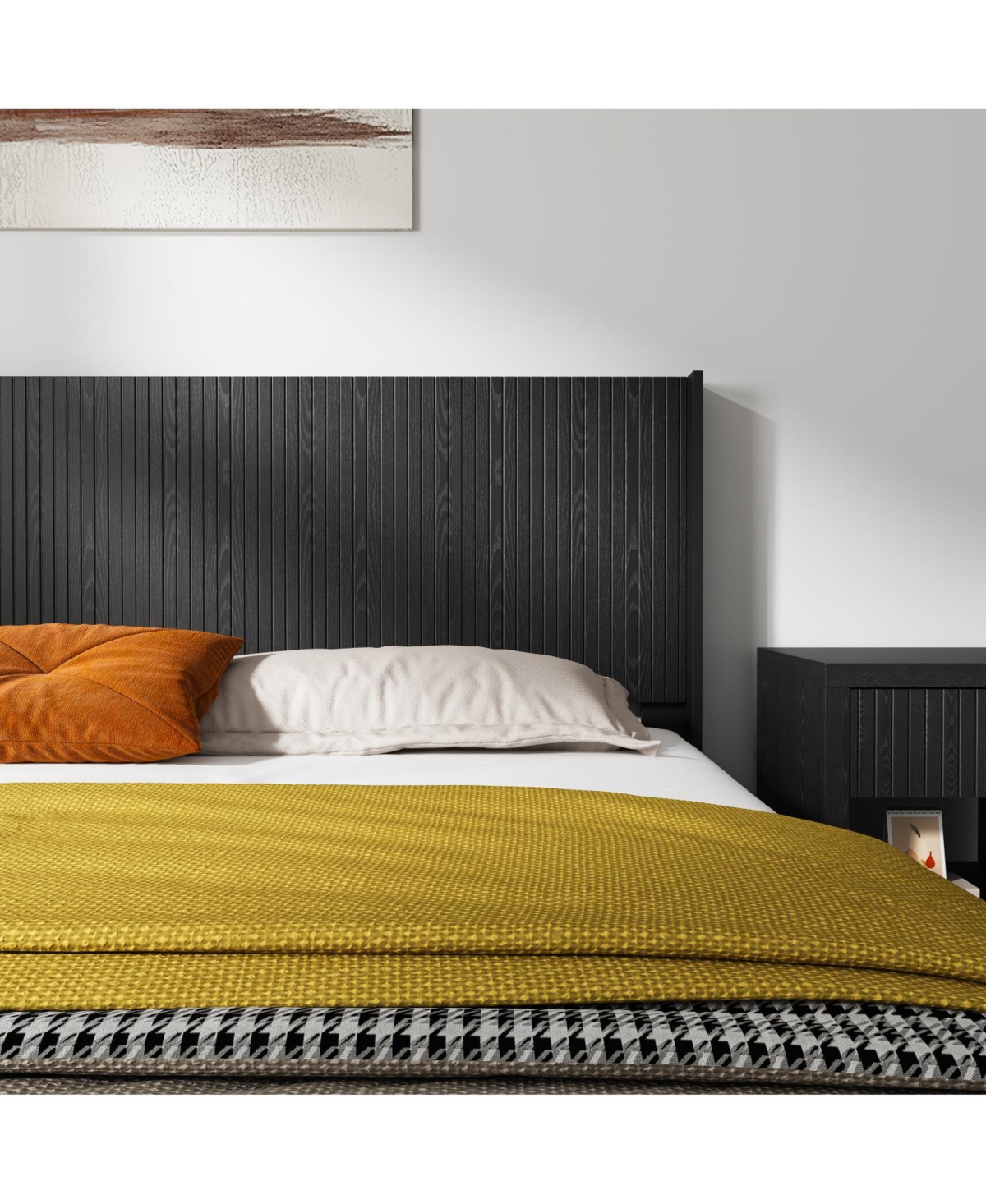 Streamdale Furniture King Wood Headboard Oak Fluted Panel