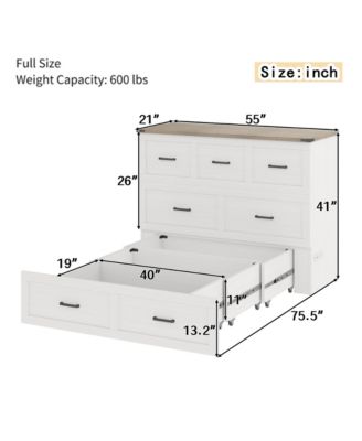  Murphy Bed Cabinet Full Size with Charging Station & Drawer