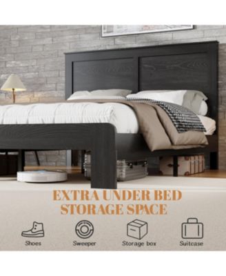 King Wood Platform Bed Frame - Noise Free, Easy Assembly, Under Bed Storage