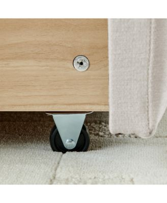 King Beige Chenille Upholstered Bed Frame with Storage Drawer (88.5")