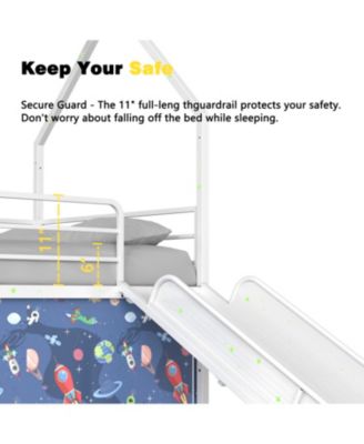 Streamdale Jack Metal Junior Loft Bed w/ Slide, Curtain & Stickers