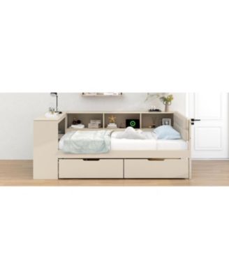 Platform Bed with Storage, Charging Station