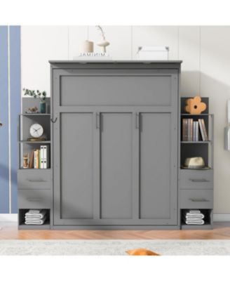 Murphy Bed with Shelves, Drawers & Lights