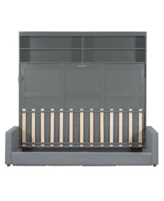 Queen Size Murphy Bed Wall Bed with Sofa,Gray