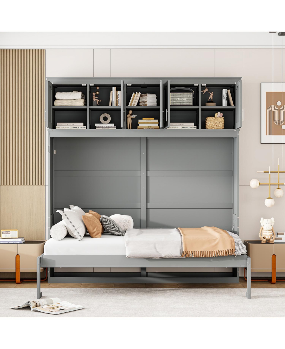 Streamdale Furniture Murphy Bed Wall Bed with Top Cabinets
