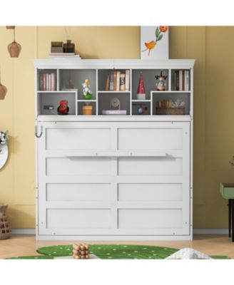Queen Size Murphy Bed Wall Bed with Top Shelves & USB